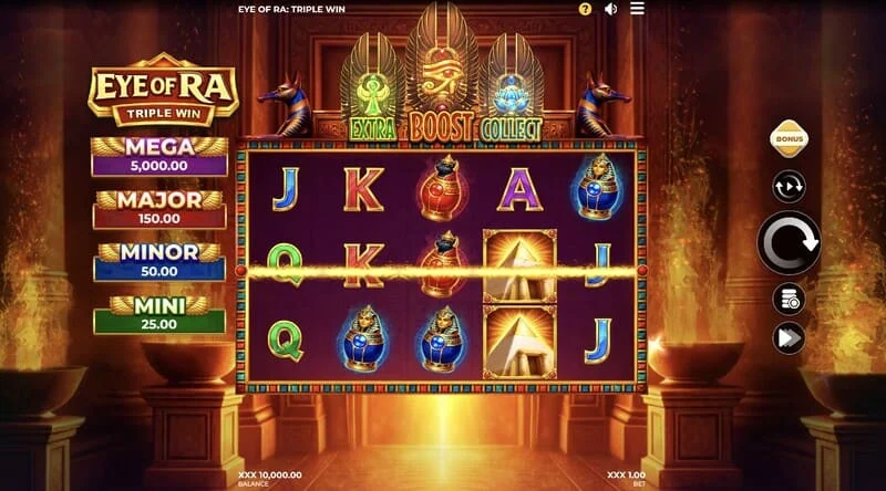 Eye of Ra Triple Win - основен игрален екран с пет рила