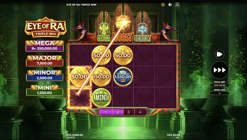 Eye of Ra Triple Win - голямо изплащане на линия след събиране на сандъци